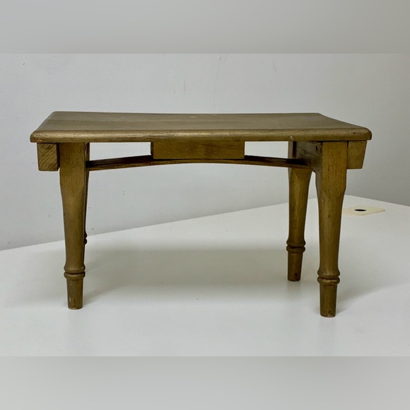 Vintage Artisan Hand Crafted Gold Painted Folding Wooden Stool - Picture 14 of 16